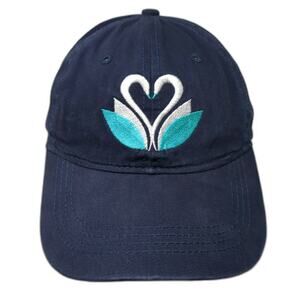 Hit Baseball Cap Blue White Green One Size Swan Heart Logo Strapback Hat